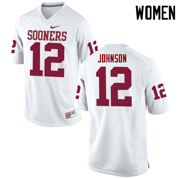 Women Oklahoma Sooners #12 William Johnson College Football Jerseys Game-White - Click Image to Close